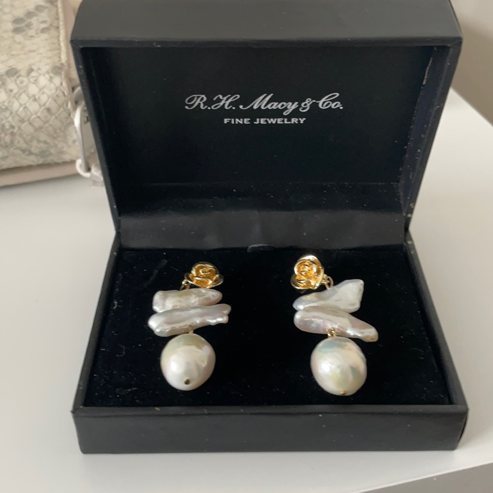 Rose petal dangly earrings